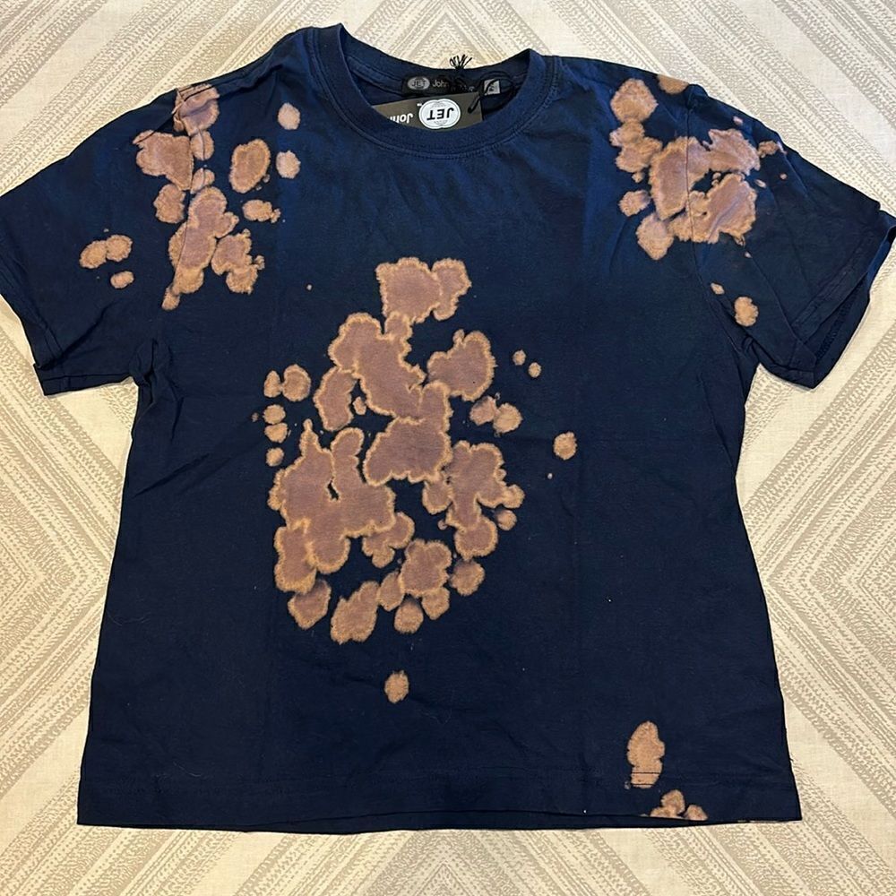 John Eshaya Women’s Navy Blue with Pink Tie Dye Blotches Short-sleeve T-Shirt